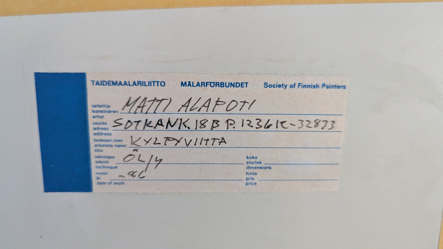Matti Alapoti - Kylpyviitta (Signeerattu Öljyvärimaalaus 1986)