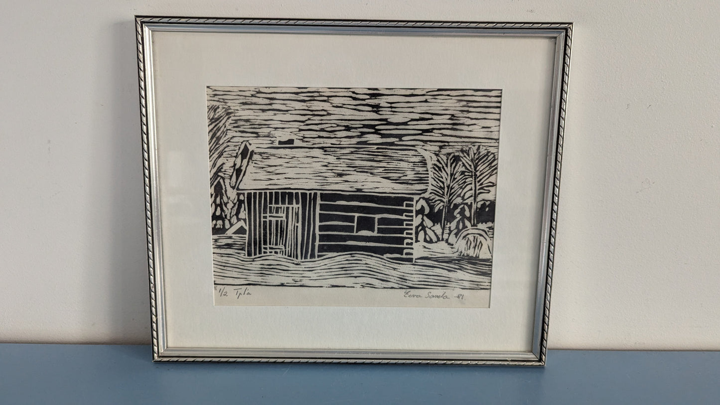 Eeva Savela - Signeerattu Puupiirros (Numeroitu: 1/2, 1981)