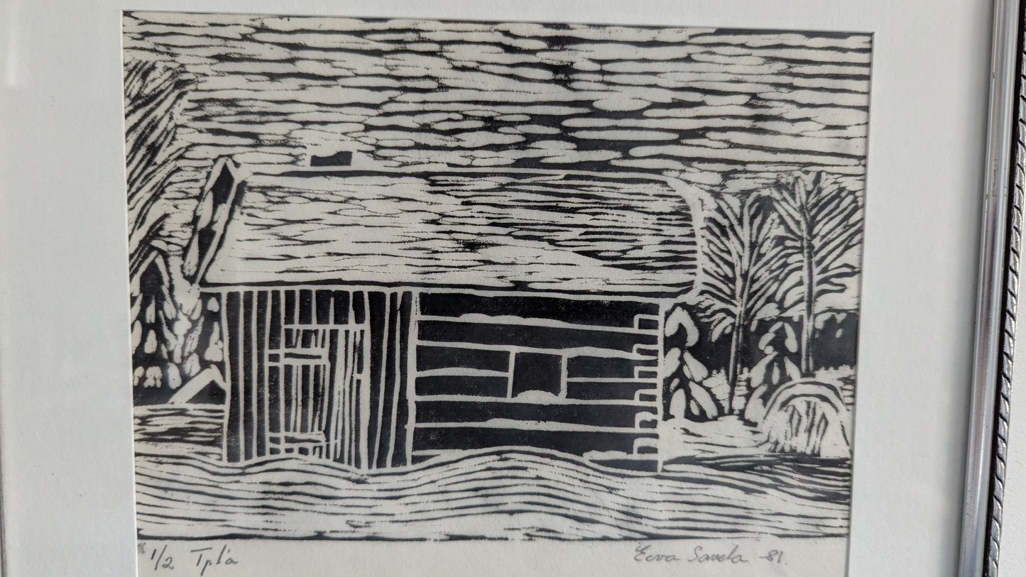 Eeva Savela - Signeerattu Puupiirros (Numeroitu: 1/2, 1981)