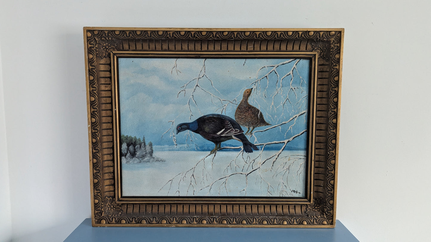 Signeerattu Teeri Aiheinen Öljyvärimaalaus