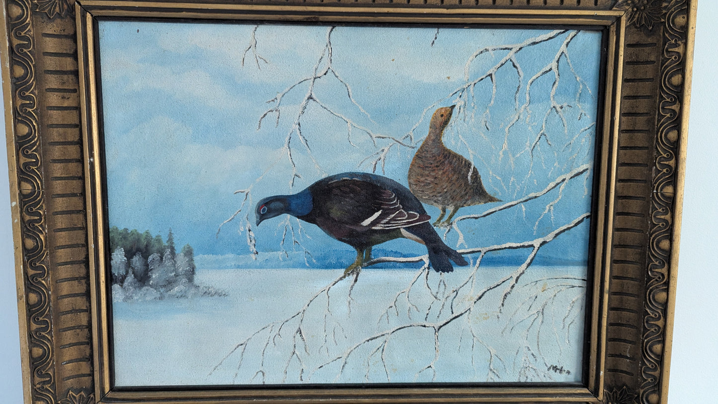 Signeerattu Teeri Aiheinen Öljyvärimaalaus