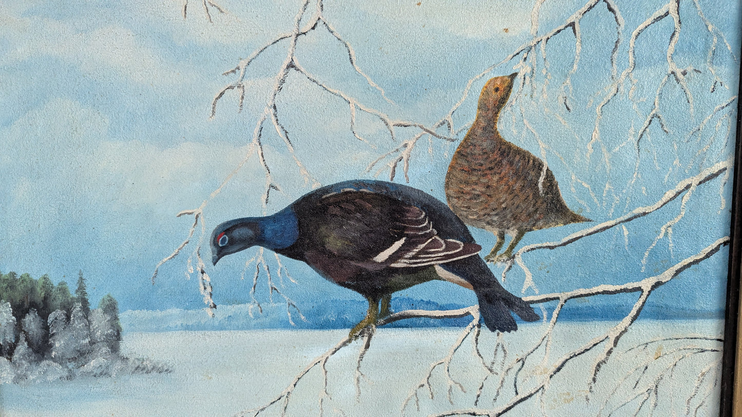 Signeerattu Teeri Aiheinen Öljyvärimaalaus