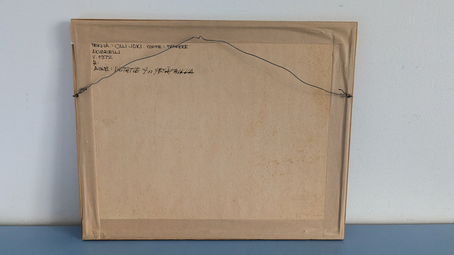 Olli Joki - Valtatie 4:n Pesäpaikka (Signeerattu Akvarellimaalaus, 1972)