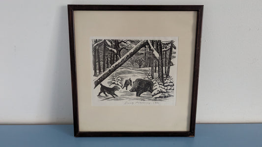 Eugeniusz Pichell - Signeerattu Villisian Metsästys Aiheinen Etsaus (1961)