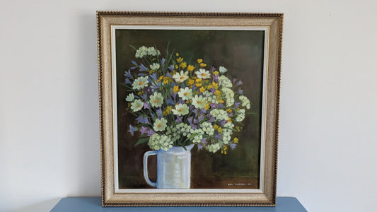 Raili Taskinen - Kukka-Asetelma (Signeerattu Öljyvärimaalaus 1984)