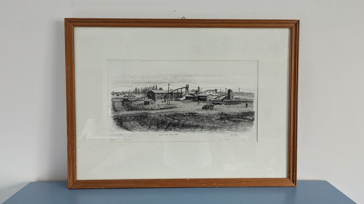 Simo Hannula - Orimattilan Saha (Signeerattu Etsaus 1965, 14/25)