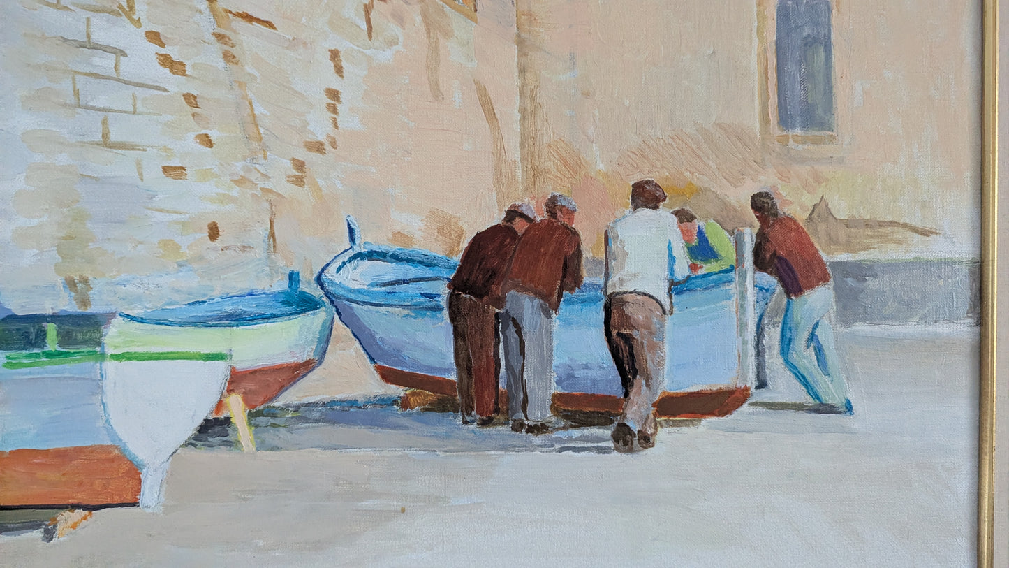 Antti Saarela - Cefalun Kalastajia (Signeerattu Öljyvärimaalaus, 1974)