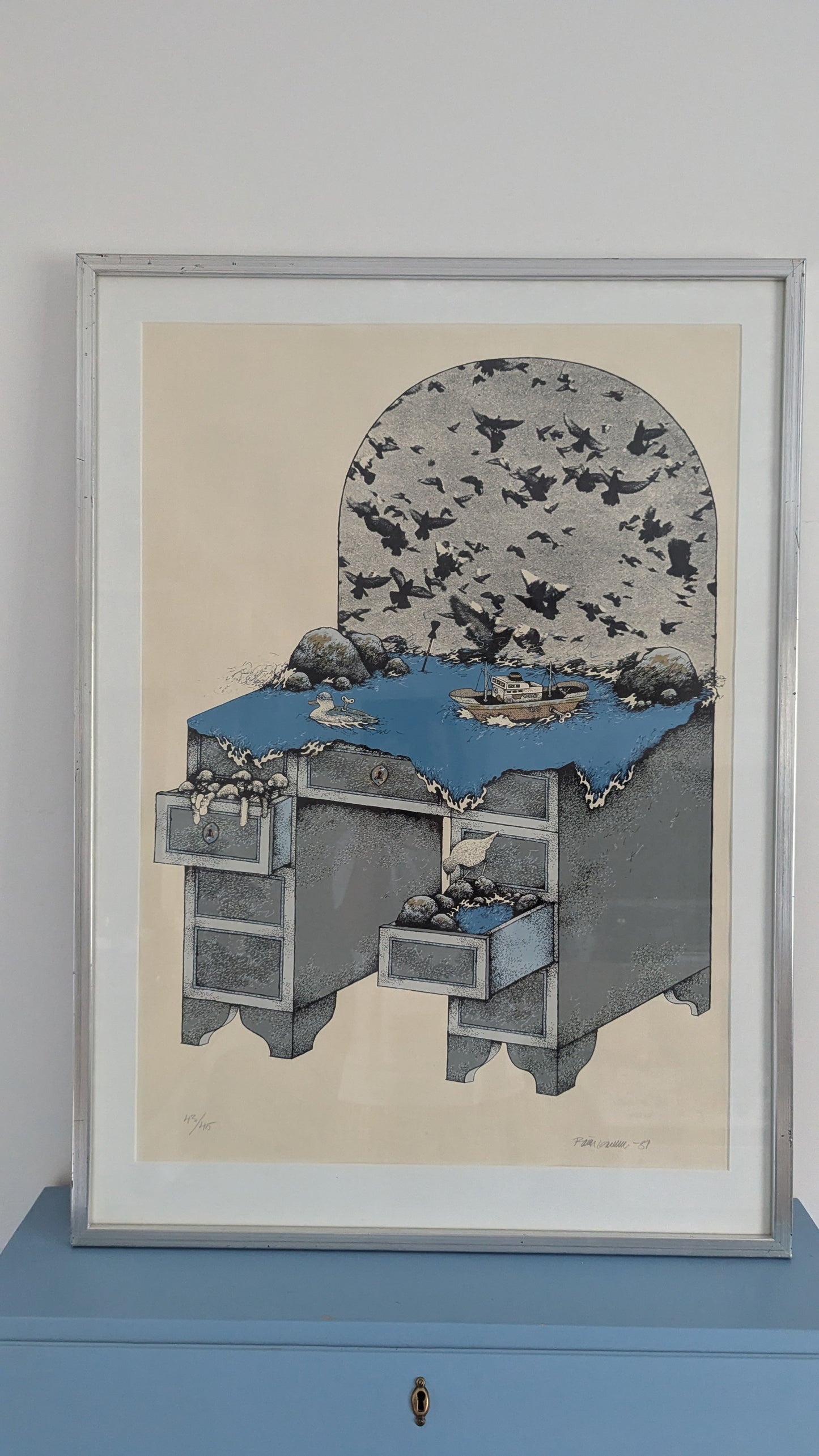 Raimo Kanerva - Signeerattu Grafiikka (1981, ISO, Korkeus: 100cm)