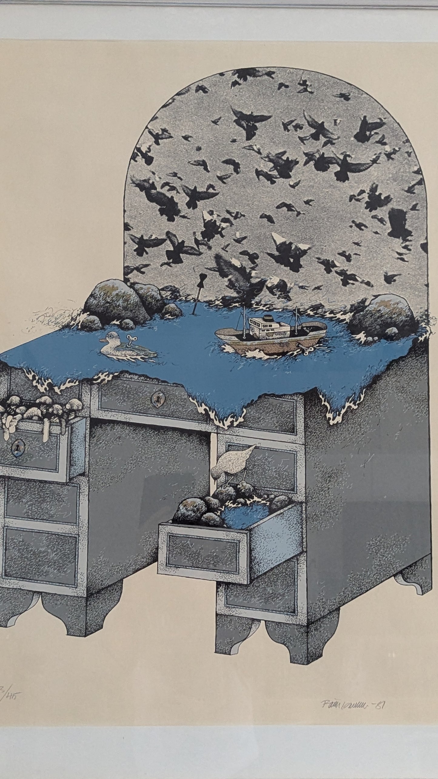 Raimo Kanerva - Signeerattu Grafiikka (1981, ISO, Korkeus: 100cm)