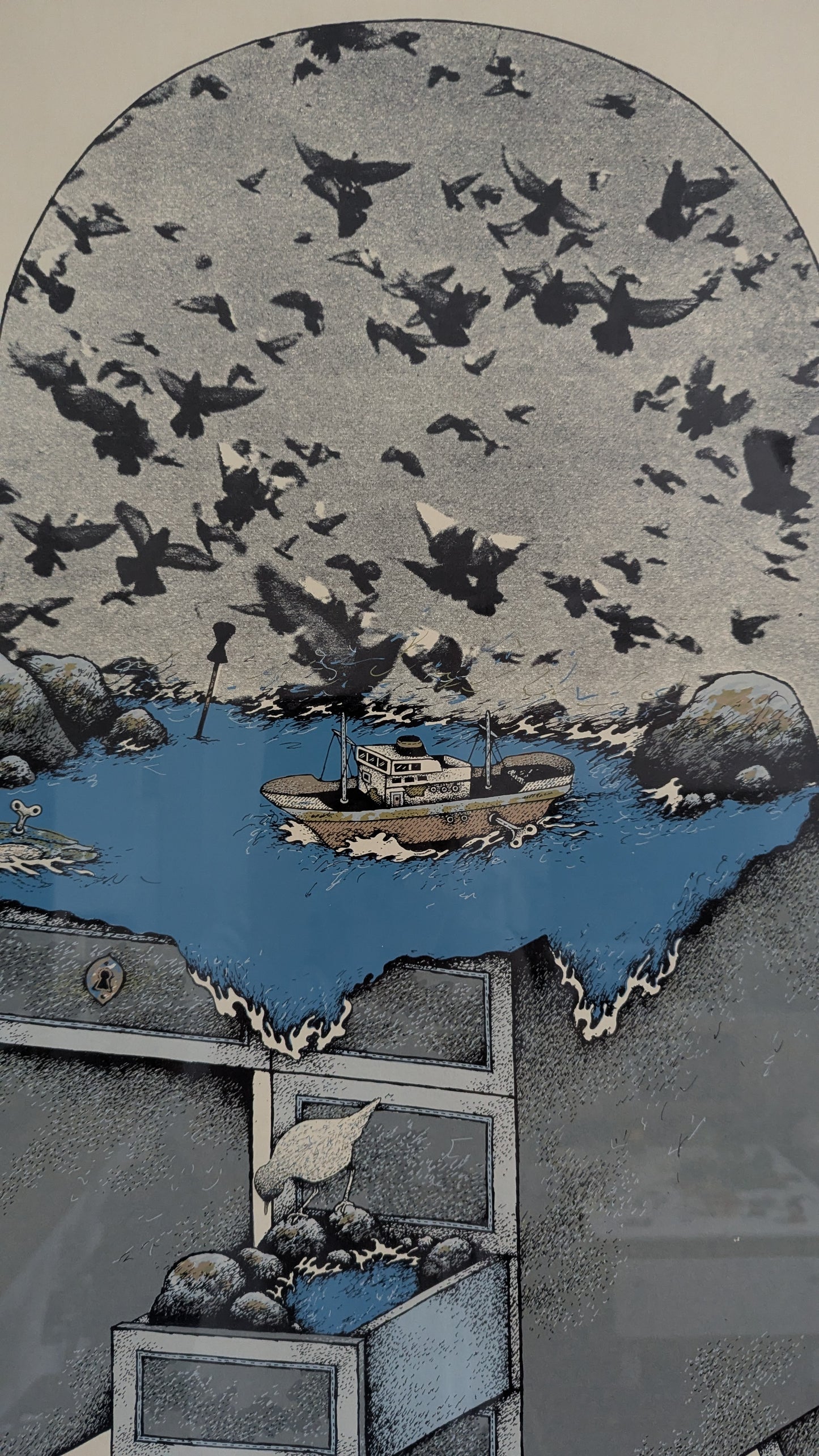 Raimo Kanerva - Signeerattu Grafiikka (1981, ISO, Korkeus: 100cm)