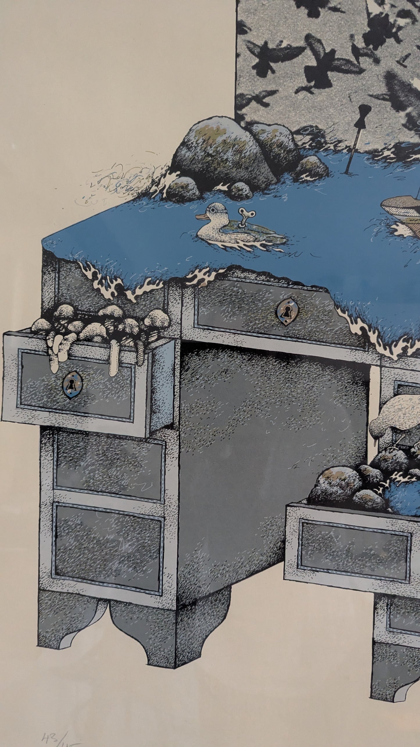 Raimo Kanerva - Signeerattu Grafiikka (1981, ISO, Korkeus: 100cm)