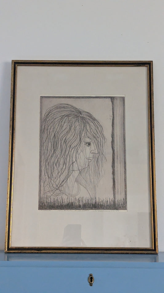 Pertti Kolehmainen - Korttitalon Kuningatar (Signeerattu Etsaus 1980)