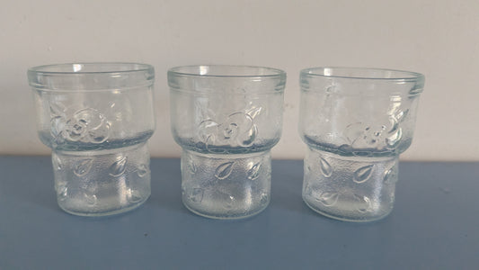 Riihimäen Lasi Ruusu Kuvioinen Juomalasi (20cl, 3kpl, 1970-luku)
