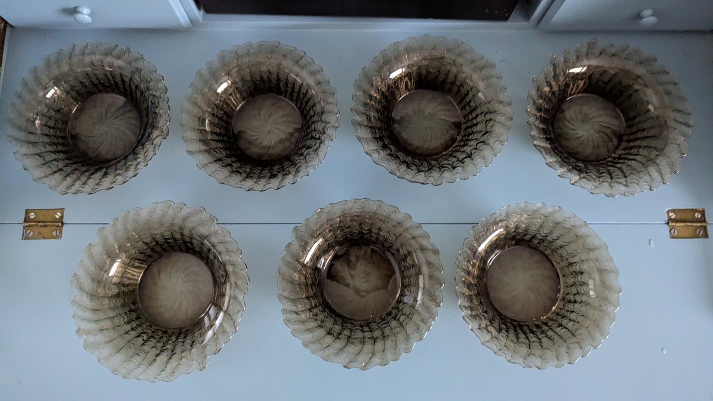 Riihimäen Lasi Tupru Jälkiruokakulho (7kpl, 1975-1980, Nanny Still)