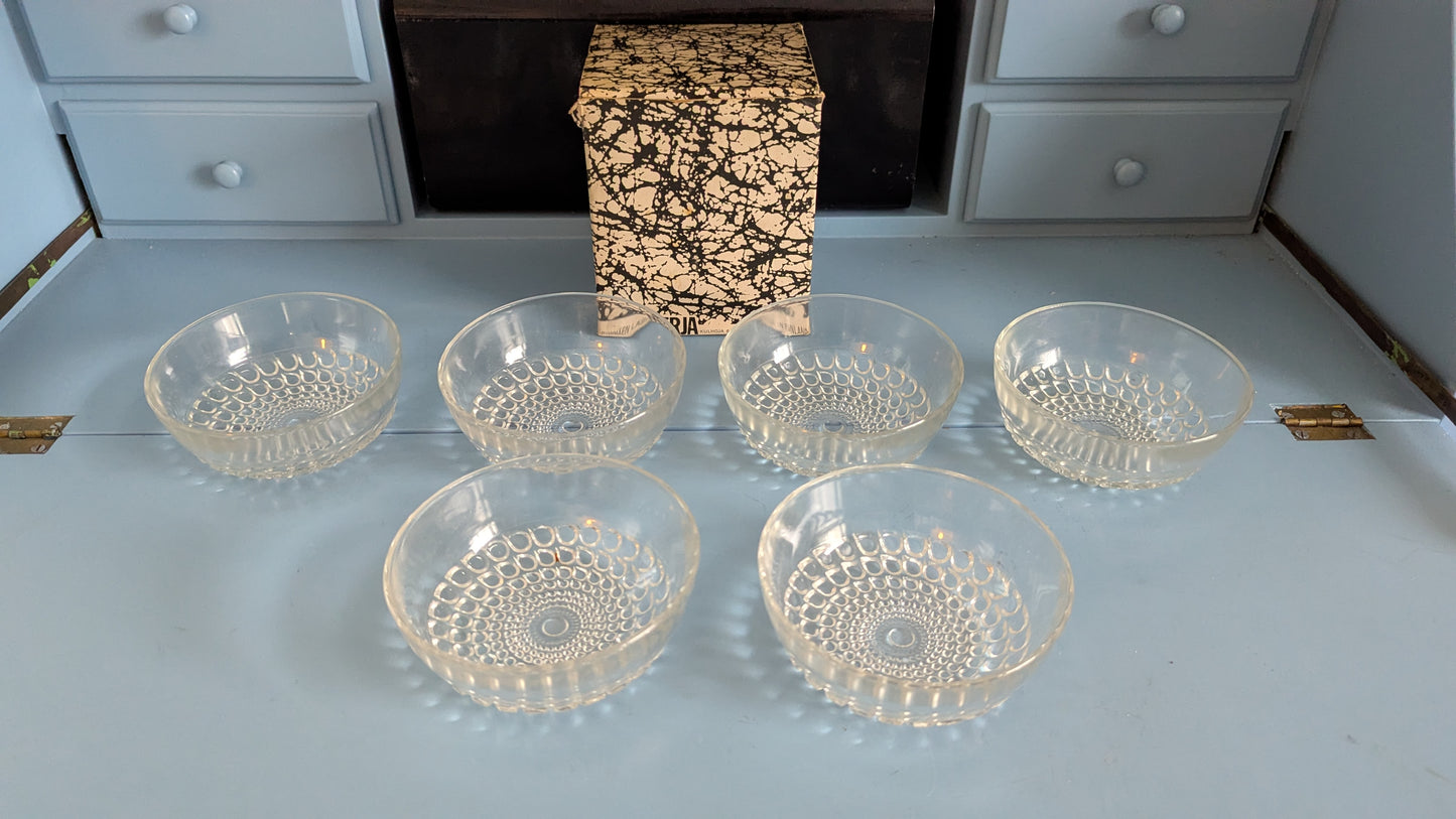 Riihimäen Lasi Merja Annoskulho (6kpl, 1974-1976, Tamara Aladin, Alk. Pakkauksessa)