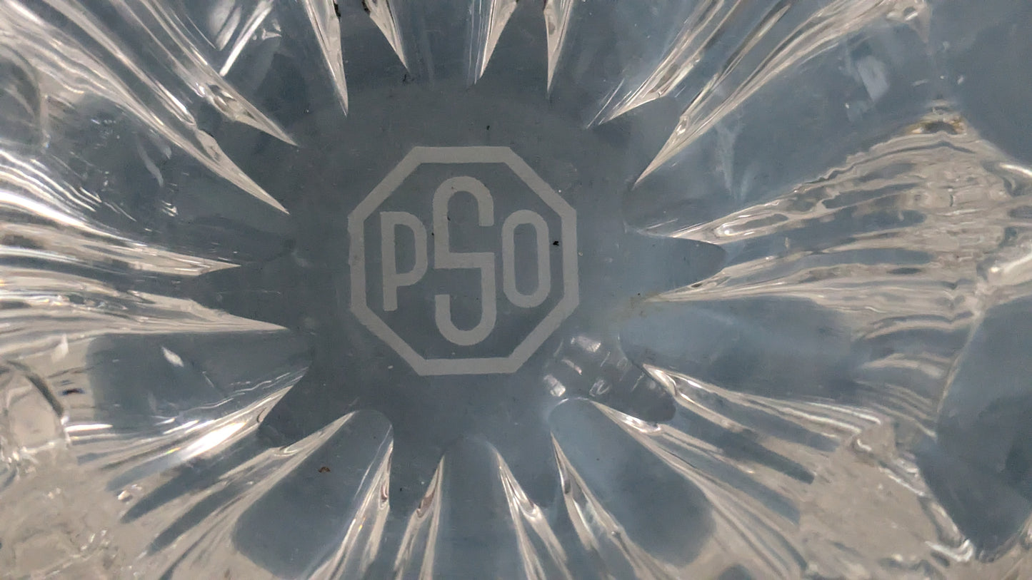 Kristallinen Tuhkakuppi / Tuhka-astia (Pohjoismainen Sähkö Oy eli PSO Logolla)