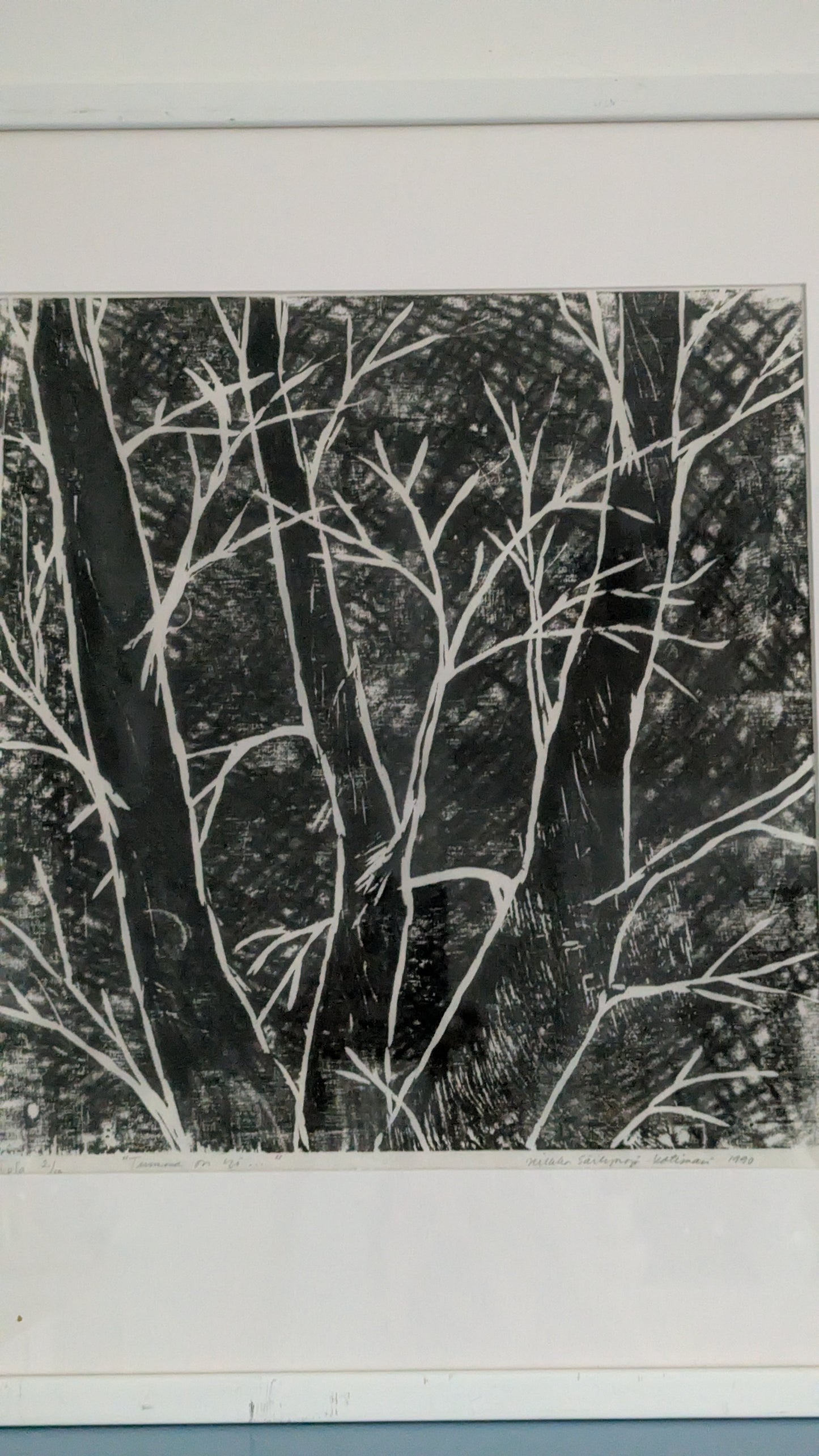 Hilkka Säilynoja-Kotisaari - Tumma On Yö... (Signeerattu Puupiirros 1990)