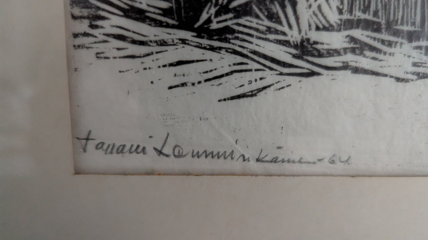 Tapani Lemminkäinen - Signeerattu Puupiirros (1964)