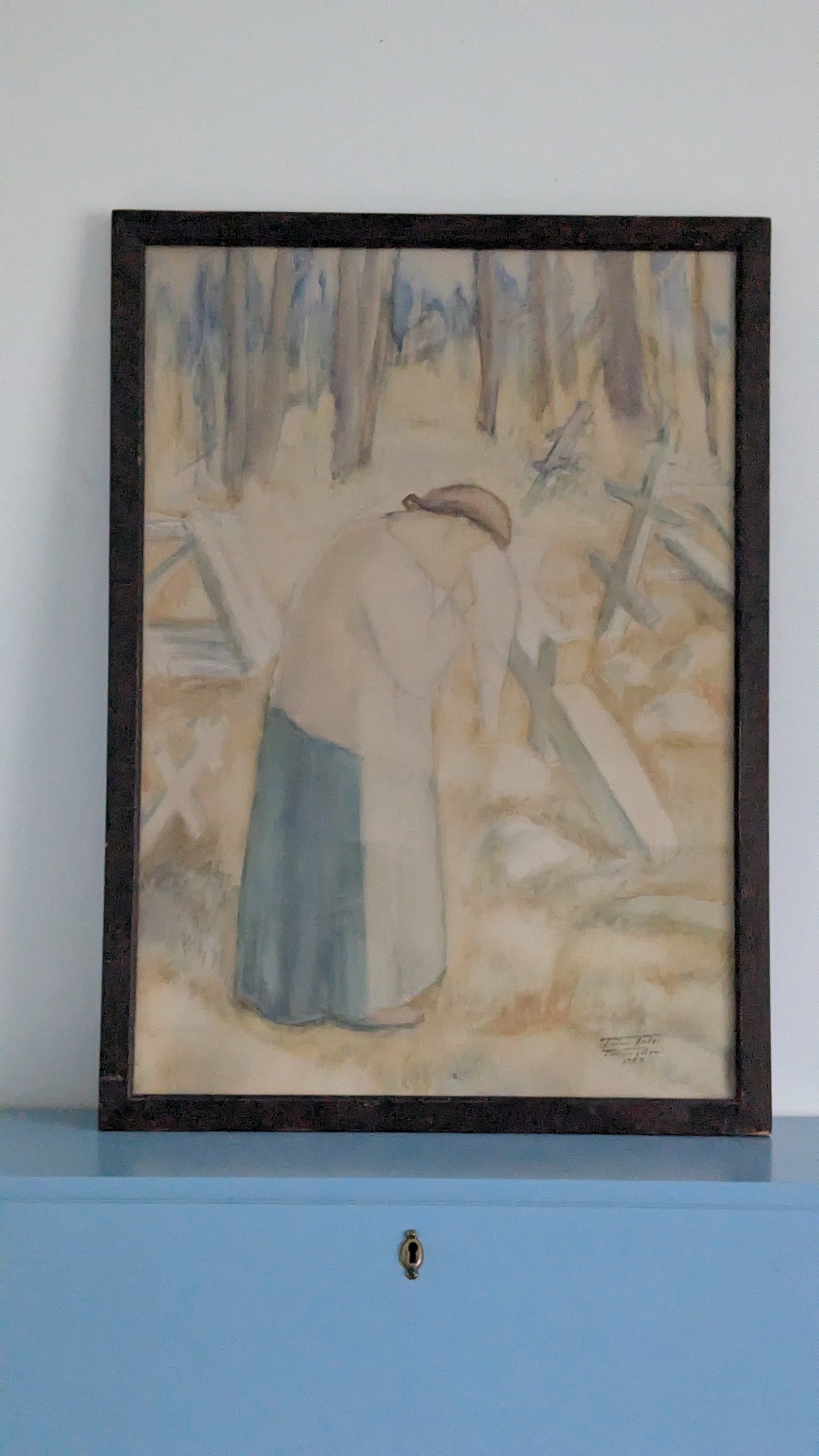 Toivo Talvi - Signeerattu Akvarellimaalaus (Tolvajärvi 1929)