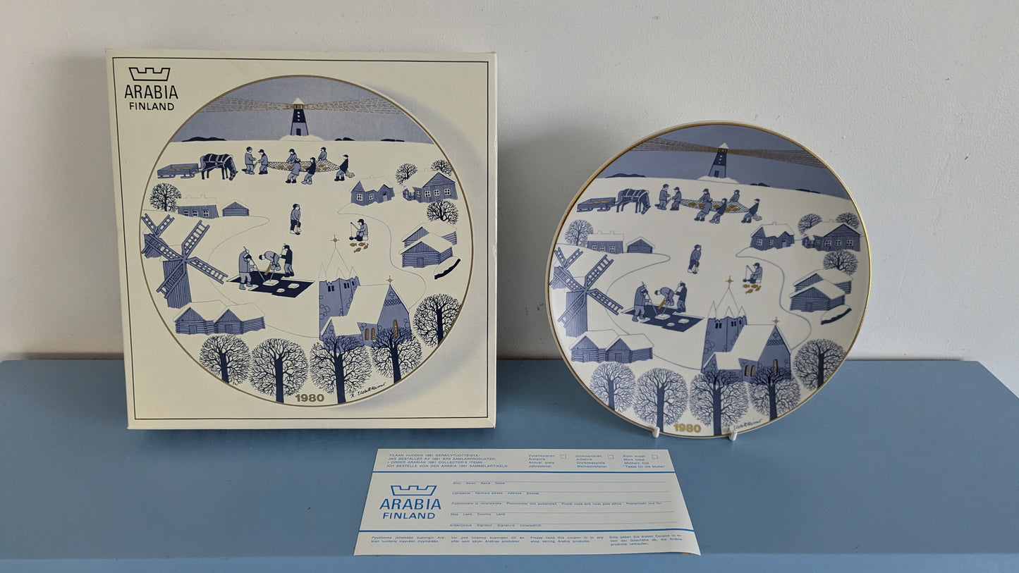 Arabia Joululautanen 1980 (Alkuperäisessä Paketissa, Raija Uosikkinen)