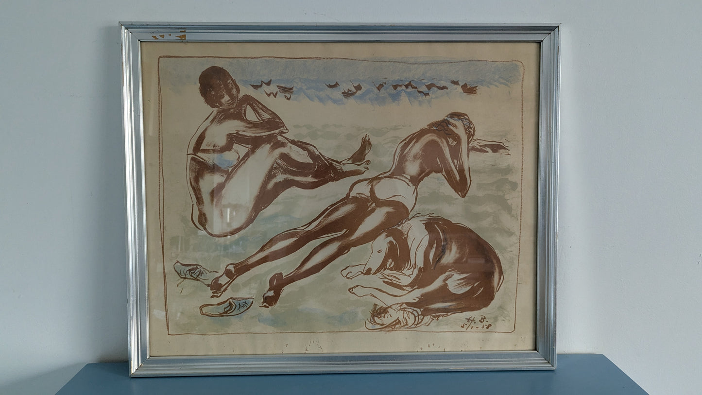 H.B - Kesäpäivä Rannalla (Signeerattu Sekatekniikka 1958)