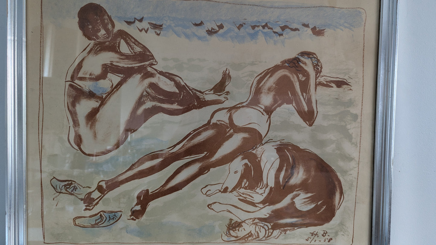 H.B - Kesäpäivä Rannalla (Signeerattu Sekatekniikka 1958)