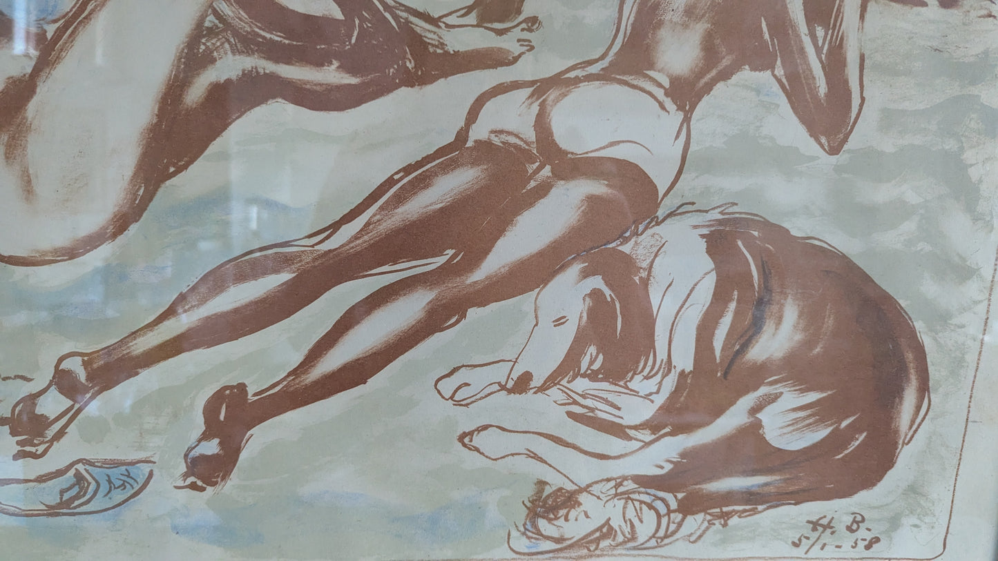 H.B - Kesäpäivä Rannalla (Signeerattu Sekatekniikka 1958)