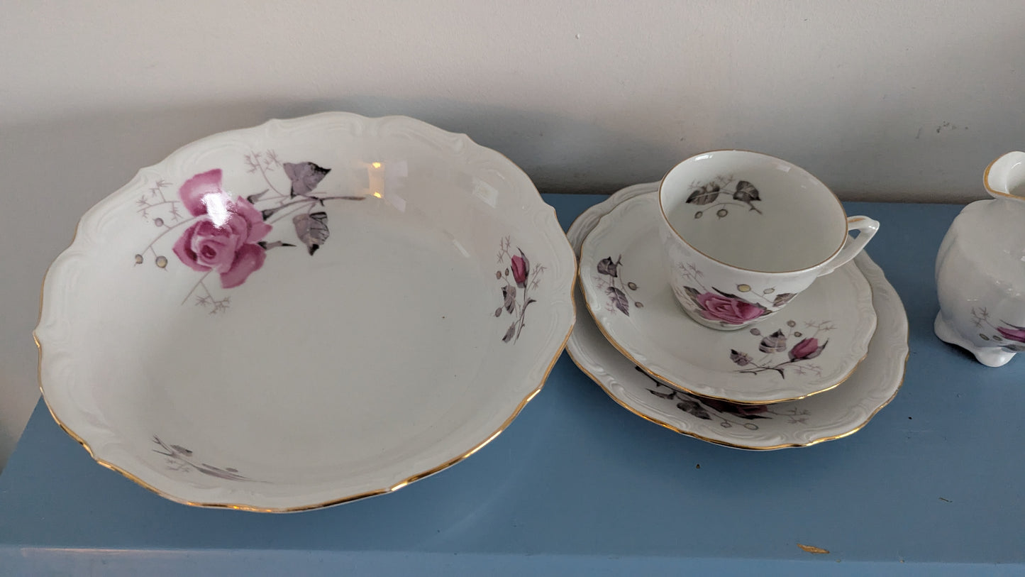 Wałbrzych - Ruusukuvioinen Kahviastiasto 10-hengelle (34-osainen)