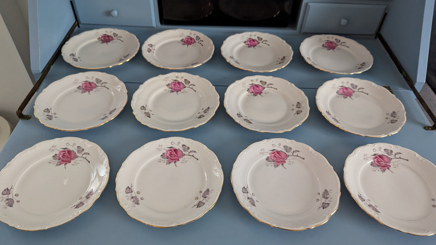 Wałbrzych - Ruusukuvioinen Leipälautanen / Leivoslautanen (12kpl)