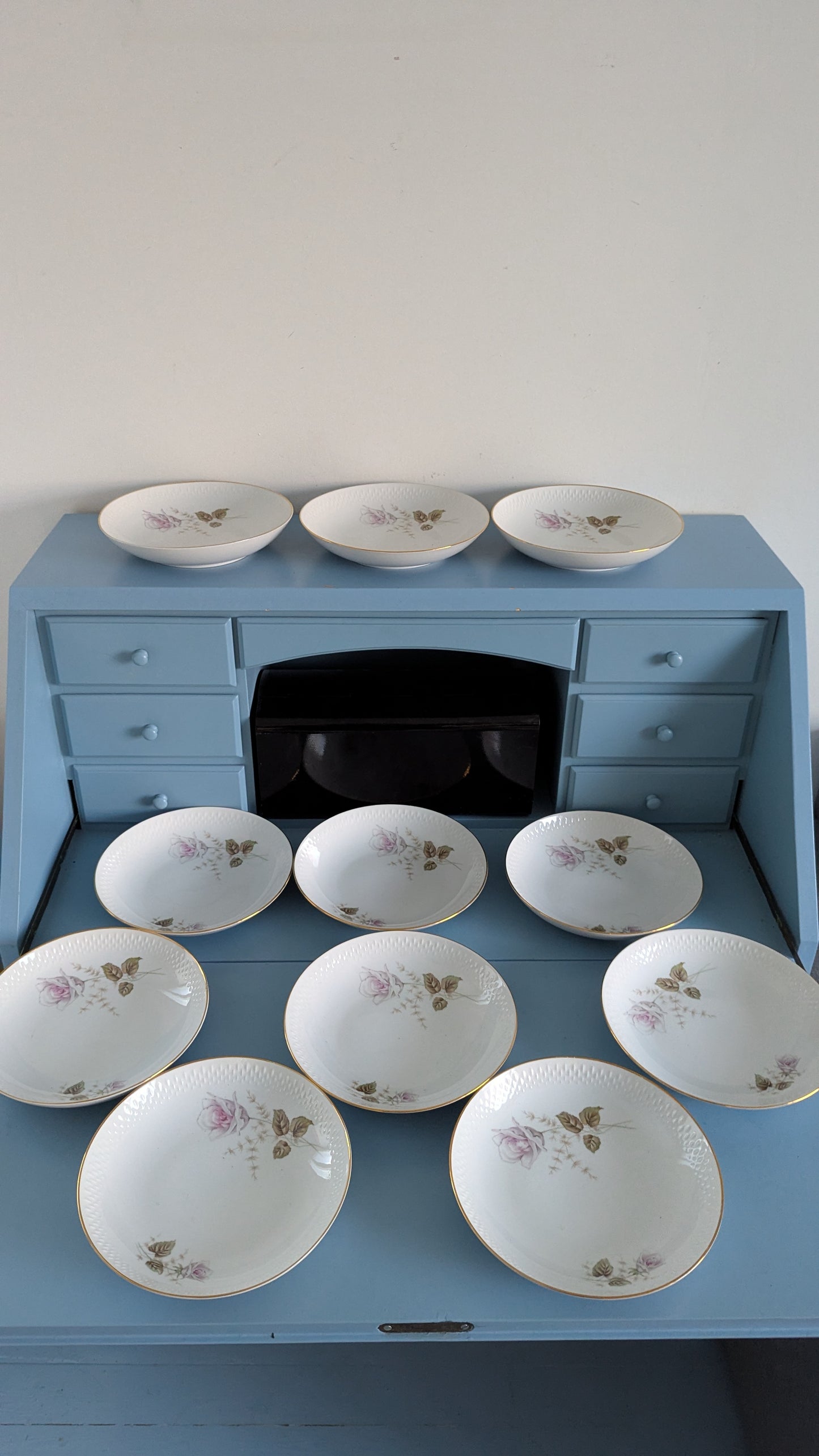 Edelstein - 22423 Mallin Ruusukuvioinen Keittolautanen (11kpl, 1960-luku)