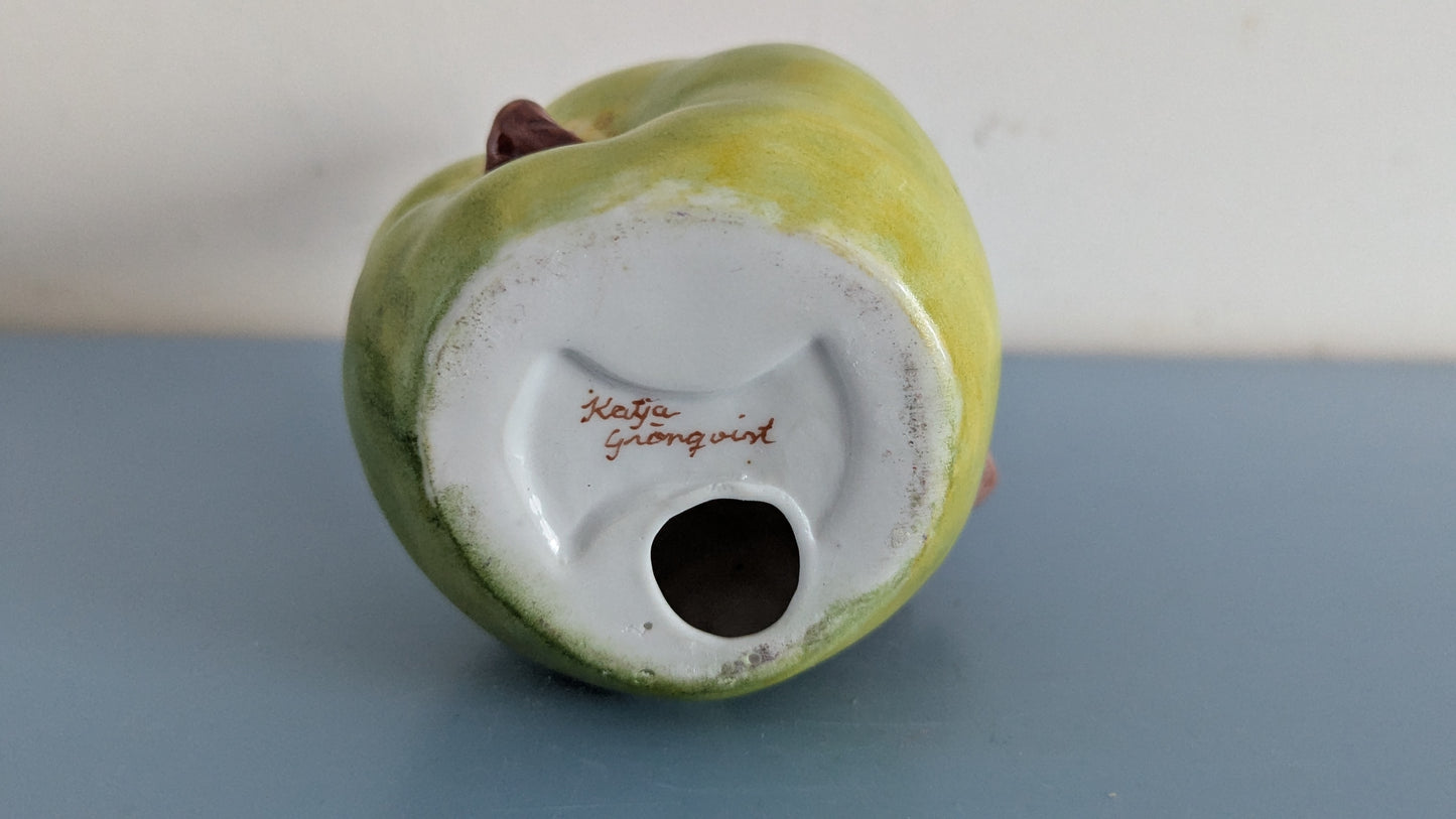 Katja Grönqvist - Käsinmaalattu Tonttu Figuuri (Signeerattu)