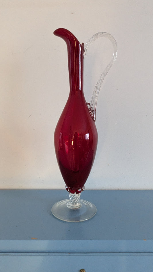 Empoli - Rubiininpunainen Karahvi / Kannu (1960-luku)