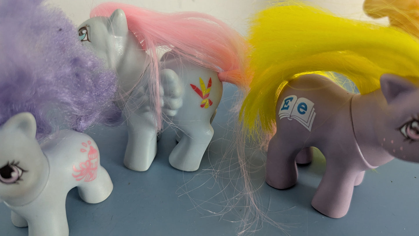 Hasbro - 3kpl My Little Pony G1 Ponia ja Kolme Muuta Ponia (1984-1989)