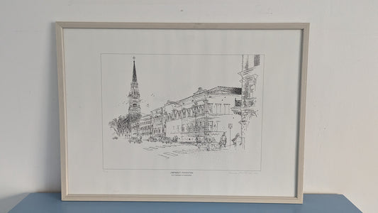 Raimo Huittinen - Eteläranta ja Keski-Porin Kirkko (Signeerattu Grafiikka 1999)