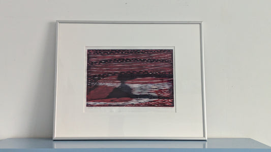 Lea Mäkilä - Tummeneva Ilta (Signeerattu Väripuupiirros 1983)