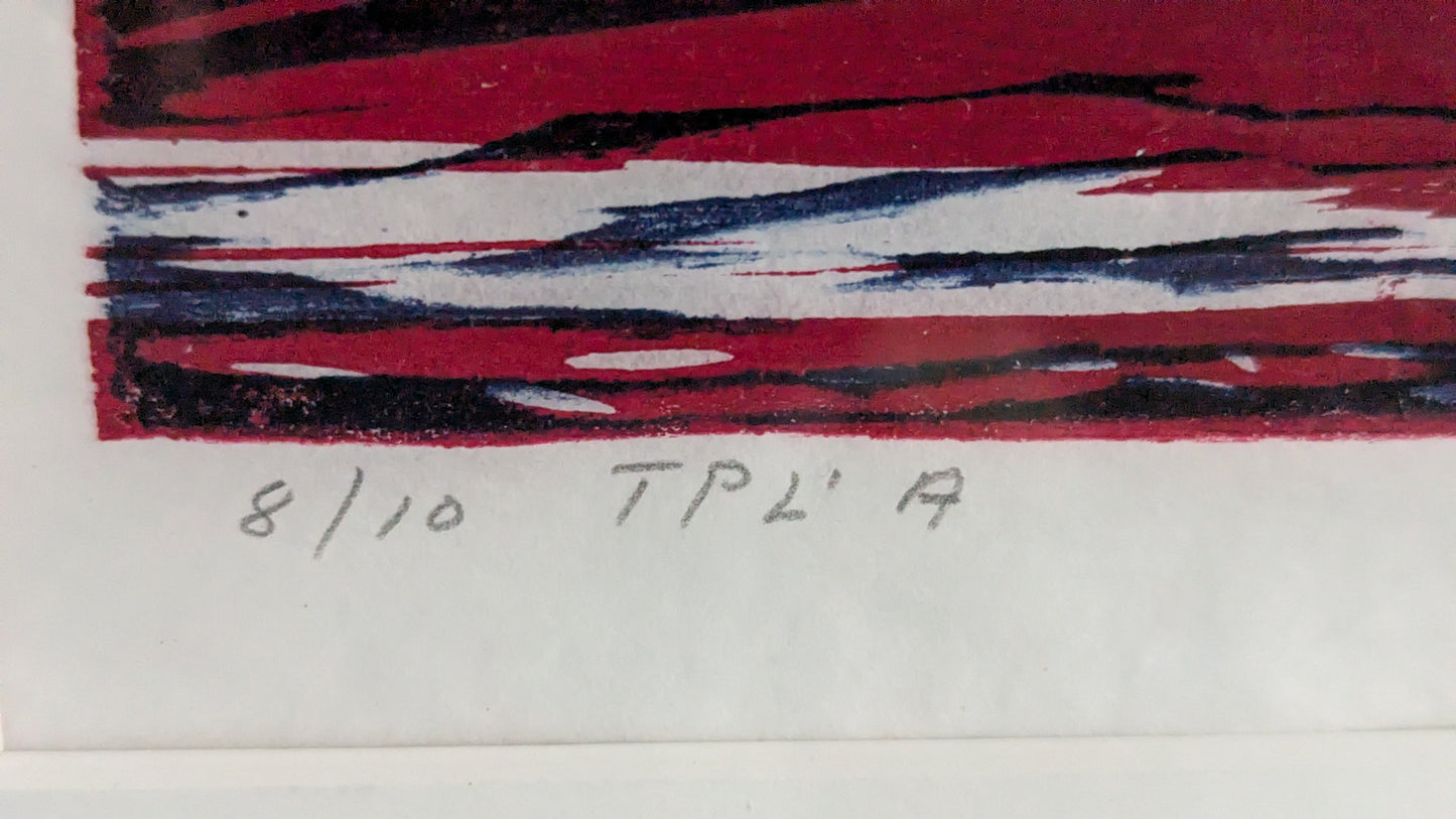 Lea Mäkilä - Tummeneva Ilta (Signeerattu Väripuupiirros 1983)