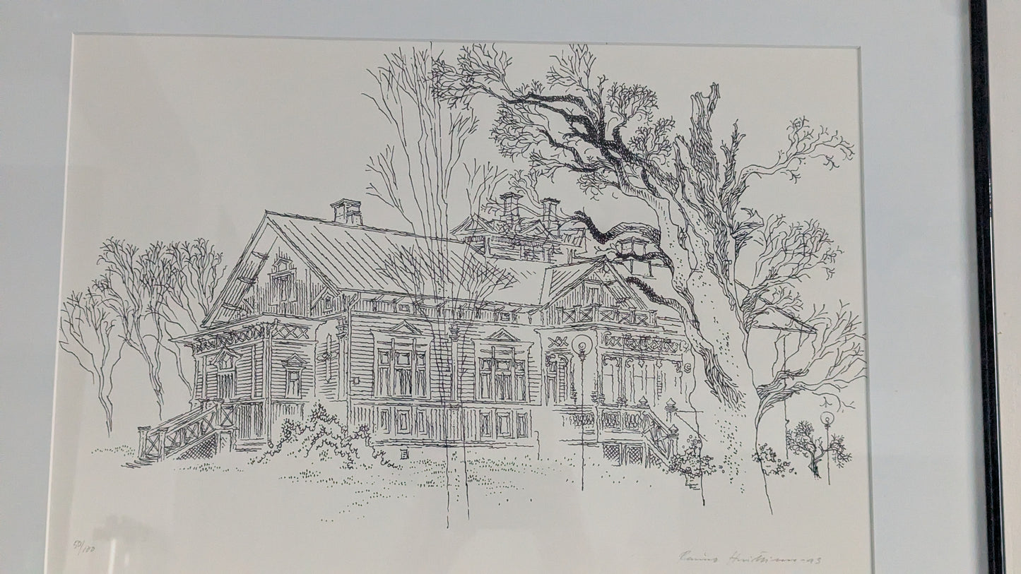 Raimo Huittinen - Ulvilan kirkkoherranpappila (Signeerattu Grafiikka 1993)