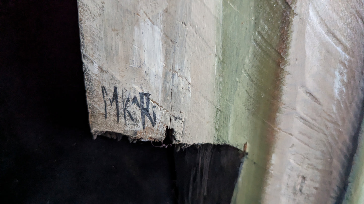 Mika Kari - Olen Orpo Haluan Hyvä Kodin (Paanulle Signeerattu Öljyvärimaalaus)