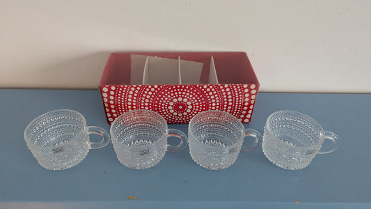 Nuutajärvi / Iittala - Kastehelmi Kahvikuppi (4kpl, Alk Pakkauksessa, Oiva Toikka)