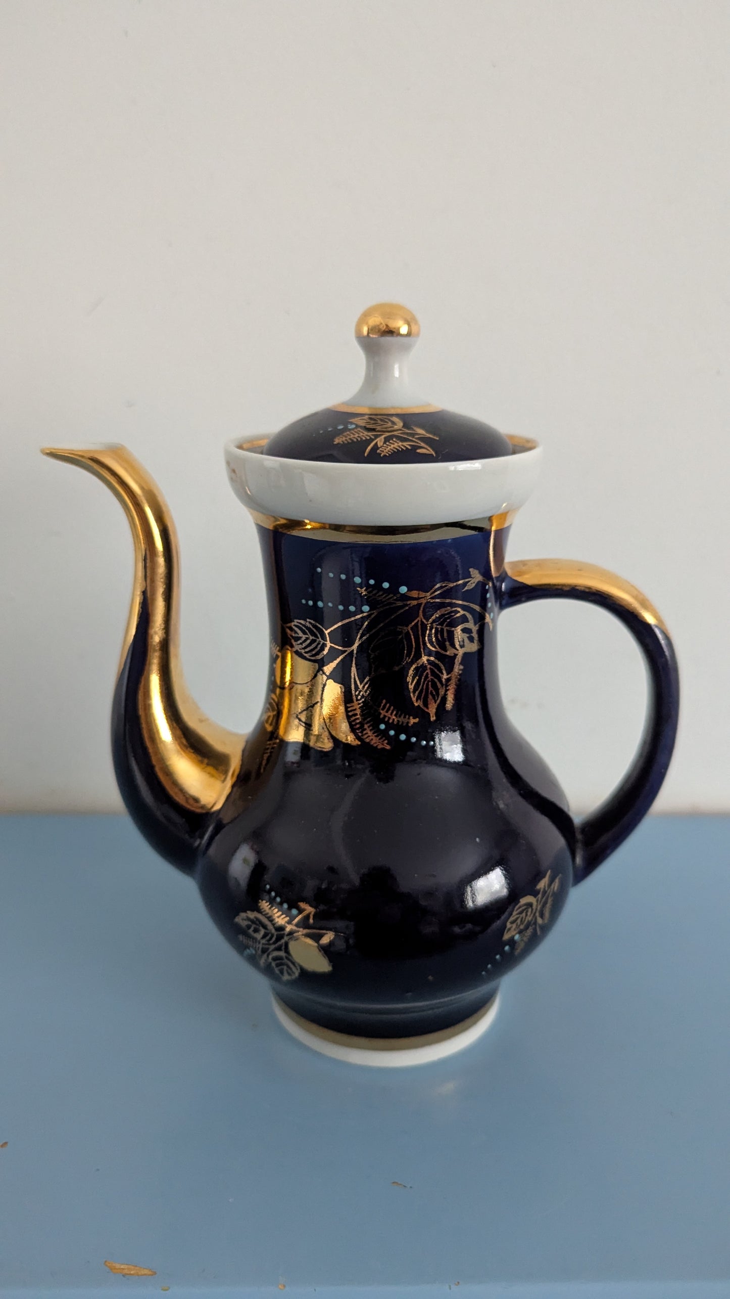 Dovbysh - Koboltti Kultaruusu Teekannu / Kahvikannu