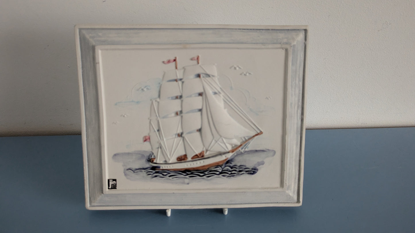 Jie Gantofta 817 818 Laiva Seinälaatta (Signeerattu, Aimo Nietosvuori)