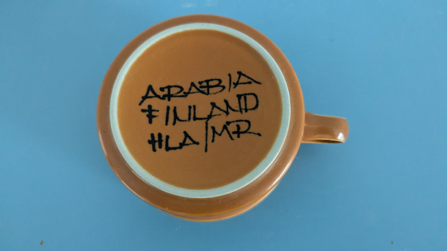 Arabia Hilkka-Liisa Aholan Koristeella Maalattu S-mallin Teekuppi (Signeerattu)