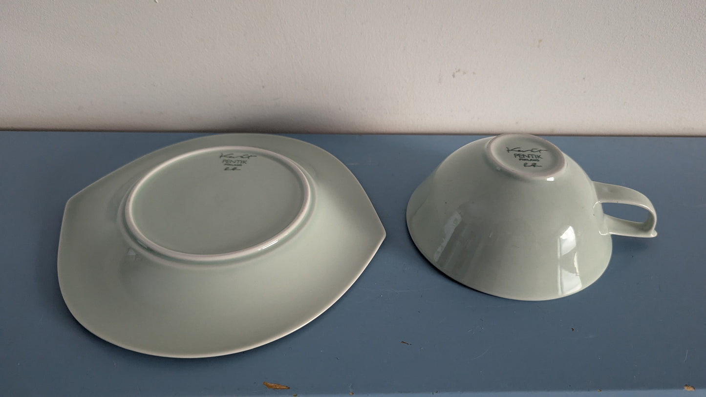 Pentik Kevät Teekuppi ja Lautanen (1990-luku, Signeerattu, Raino Ranta)