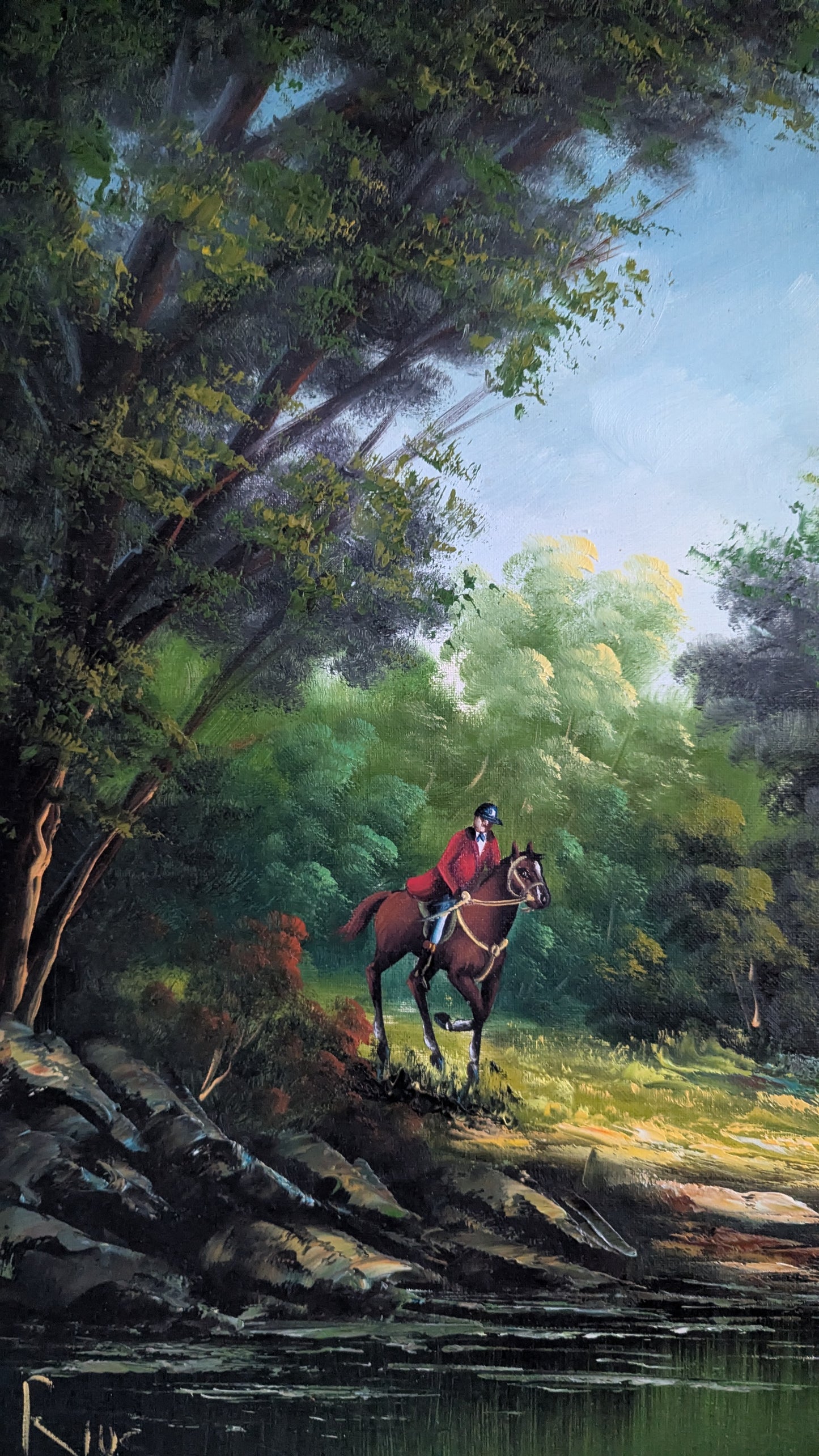 Signeerattu Metsästysaiheinen Öljyvärimaalaus