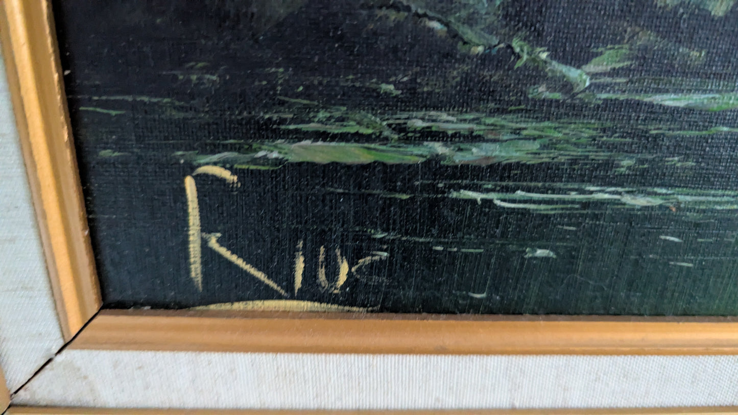 Signeerattu Metsästysaiheinen Öljyvärimaalaus