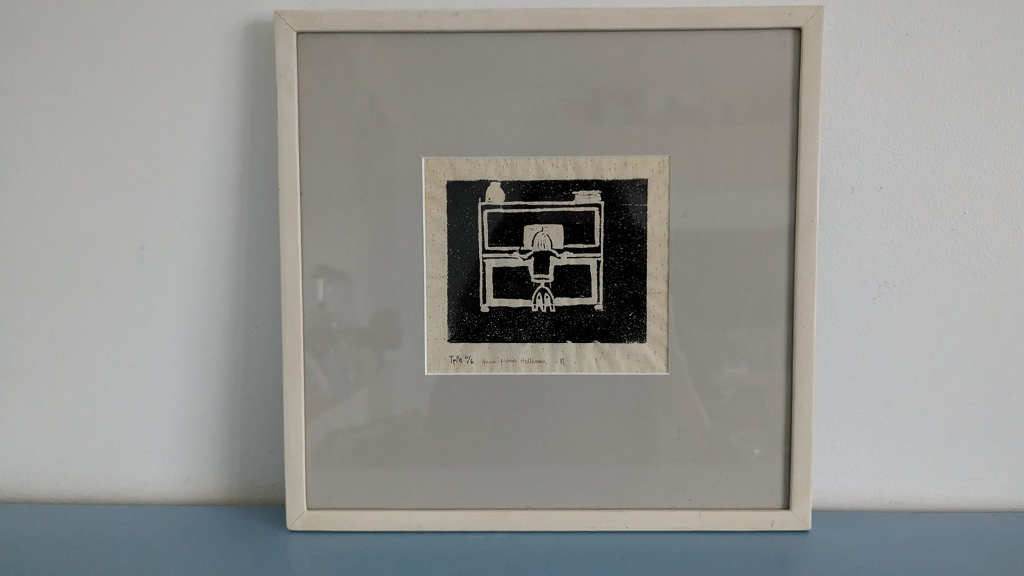 Anna-Maria Hellemaa - Signeerattu Puupiirros (1983)