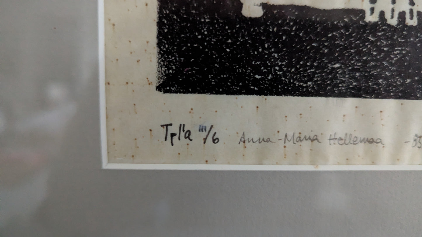 Anna-Maria Hellemaa - Signeerattu Puupiirros (1983)