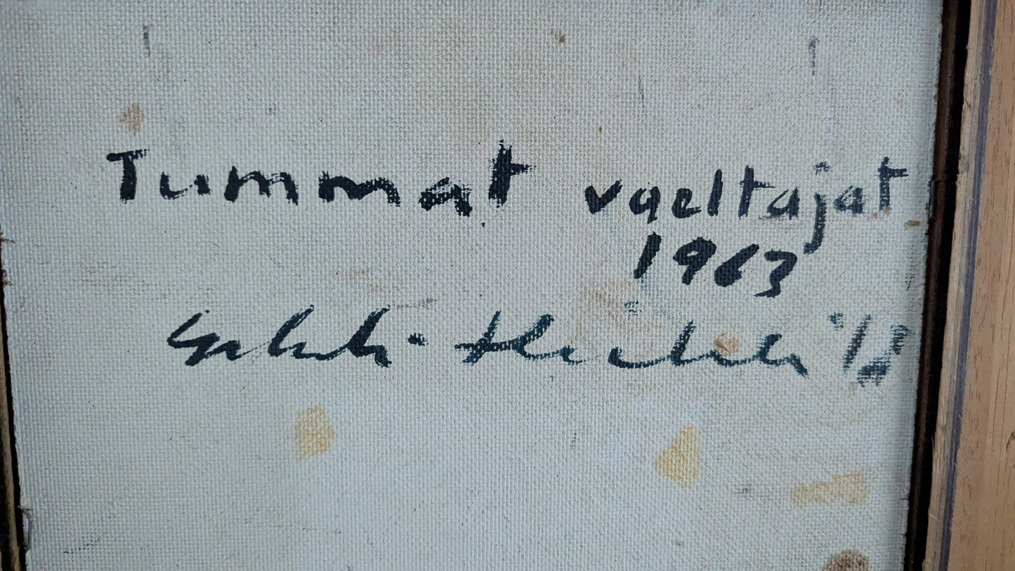 Erkki Heikkilä - Tummat Vaeltajat (Signeerattu Öljyvärimaalaus 1963)