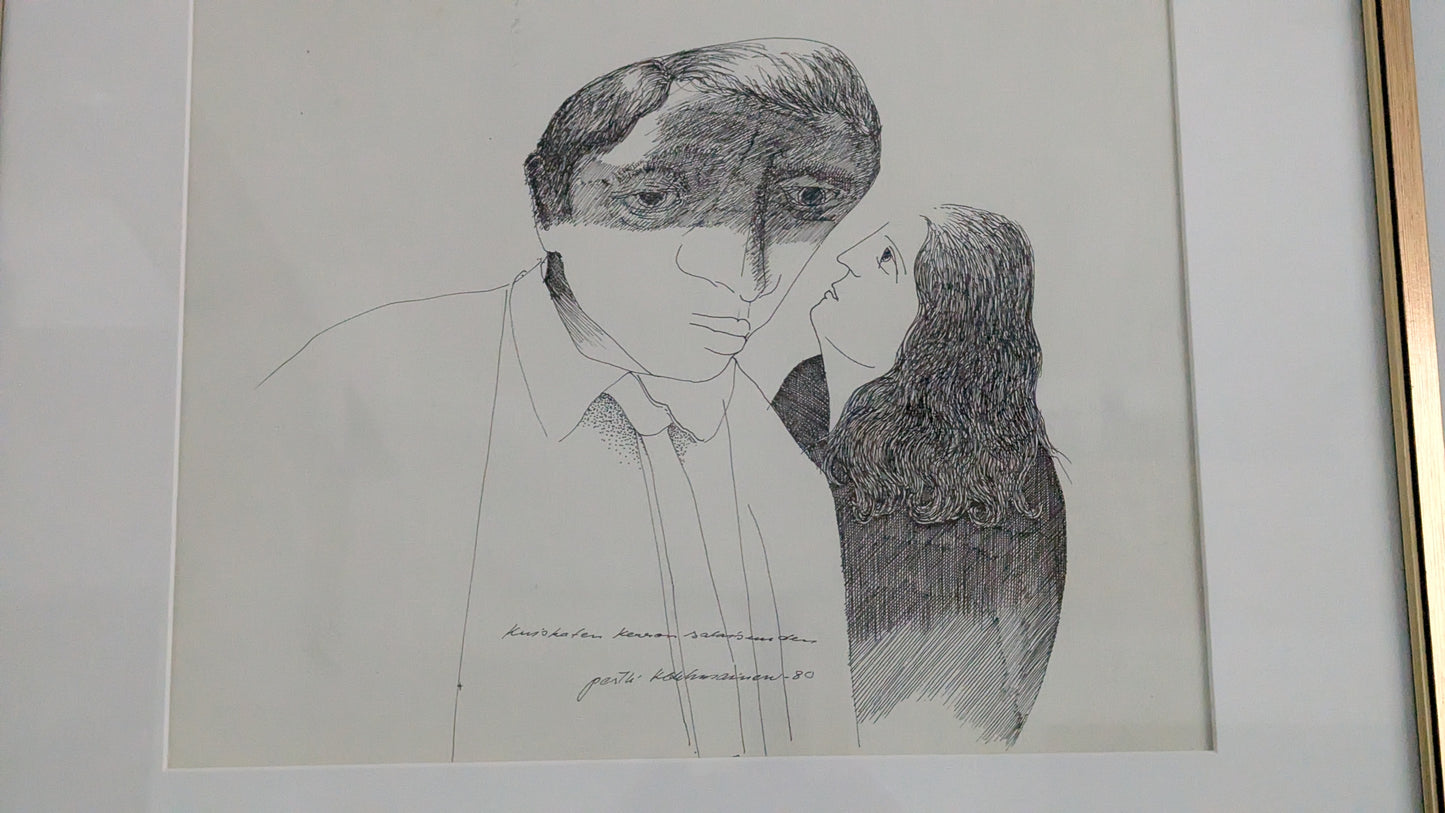 Pertti Kolehmainen Kuiskaten Kerron Salaisuuden (Signeerattu Tussityö 1980)