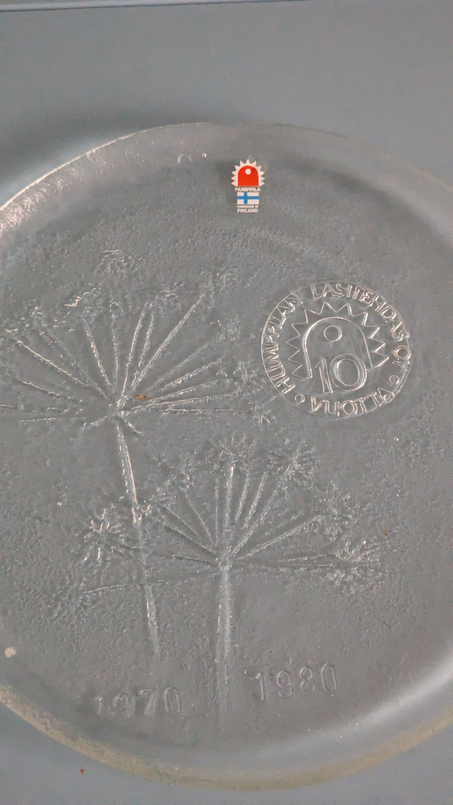 Humppila 1970-1980 Humppilan Lasitehdas 10 Vuotta Lautanen (1980)